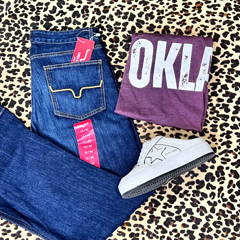 Wine OKLA Crew Neck T-shirt