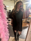 Black Marbled Soft Studded Shirt Dress