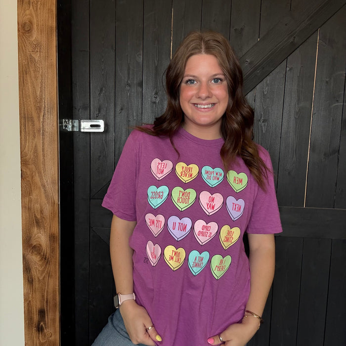 Purple Conversation Hearts T-shirt / X-Large