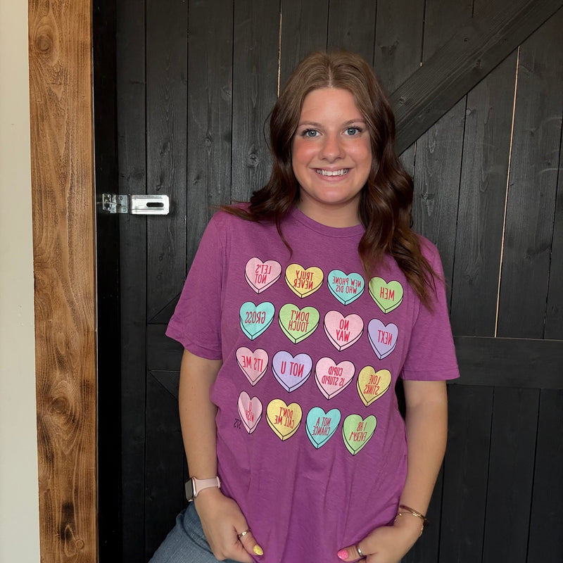 Purple Conversation Hearts T-shirt / X-Large
