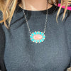 Stunning Turquoise & Pink Conch Cluster Genuine Necklace