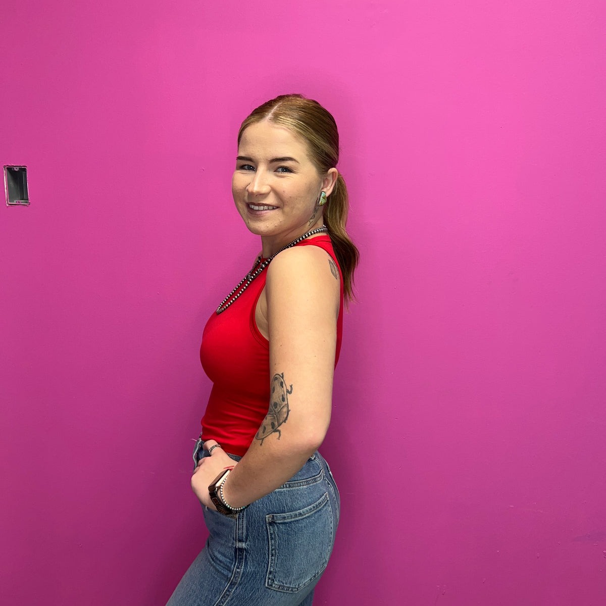 Red Tank Top Bodysuit