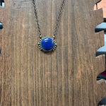 Round Blue Lapis With Ball Detail Genuine Necklace