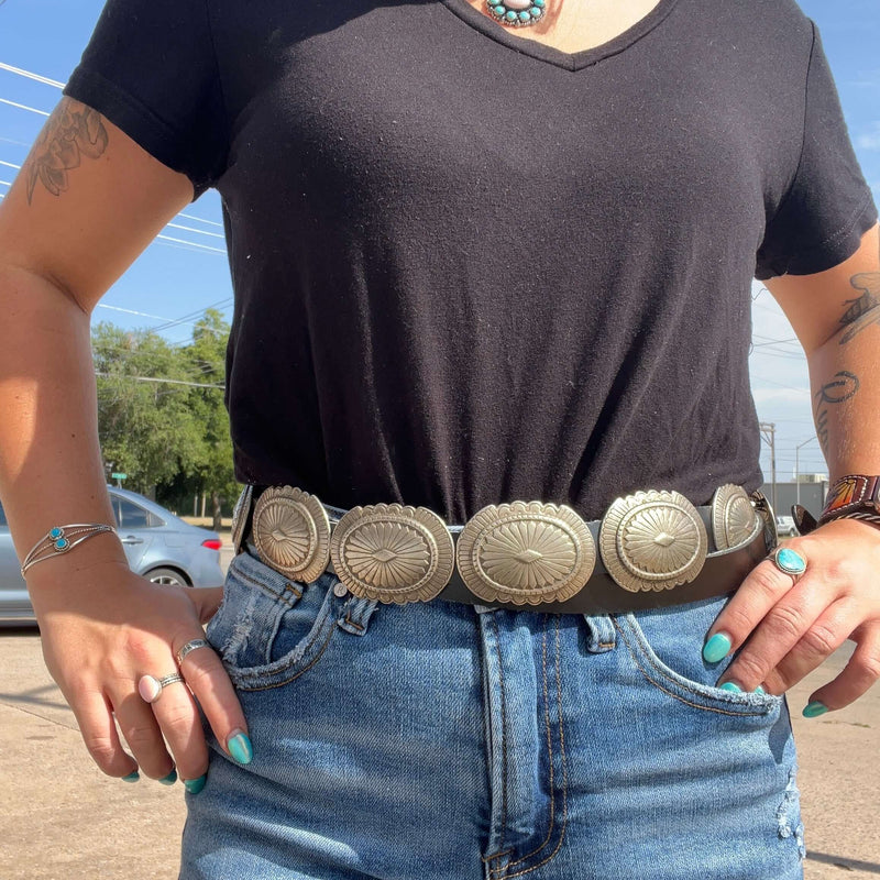 Black Leather Concho Belt