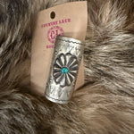 Multi Use Stamped Sterling Silver w/ Turquoise Hair/Scarf Slide