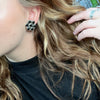 Black Onyx Cluster Post Genuine Earring