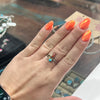 Dainty Turquoise & Red Coral with Sterling Silver flower Genuine Ring.