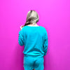 Turquoise Comfy Set Long Sleeve Top w/ Pockets Shorts