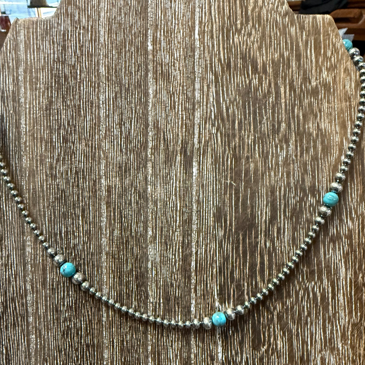 18 inch 3, 4, 5, & 6mm Navajo Pearl w/ Turquoise Patterned Genuine Necklace