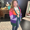 Multicolor Striped Thick Sweater Cardigan