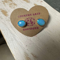 Oval Light Blue Pearl Post Stud Sterling Silver Earring