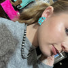 Gorgeous Half Turquoise Cluster Post Genuine Earring