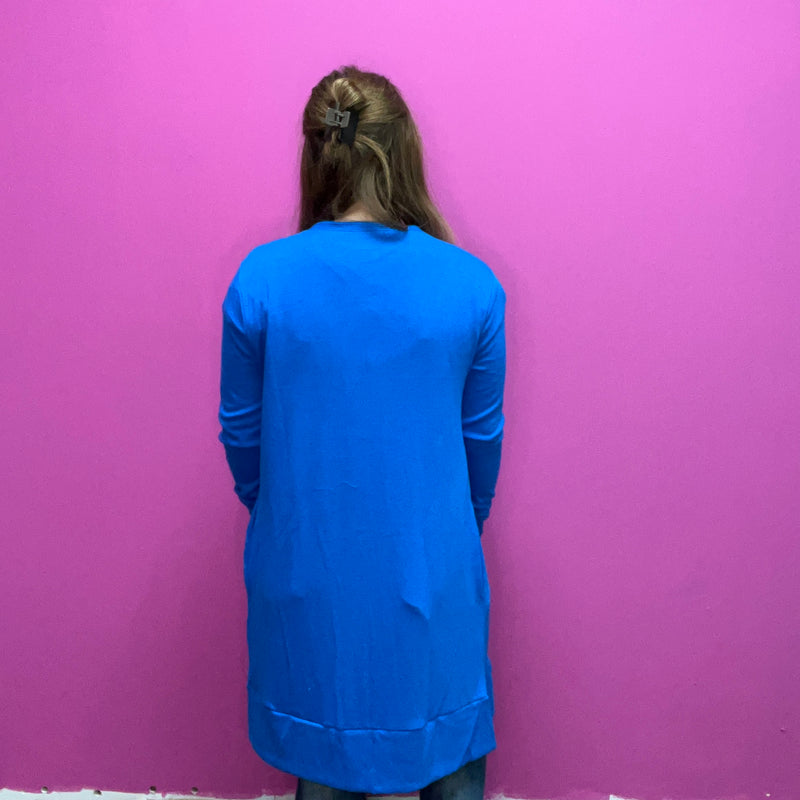 Blue Snap Down w/ Pockets Long Sleeve Soft Cardigan