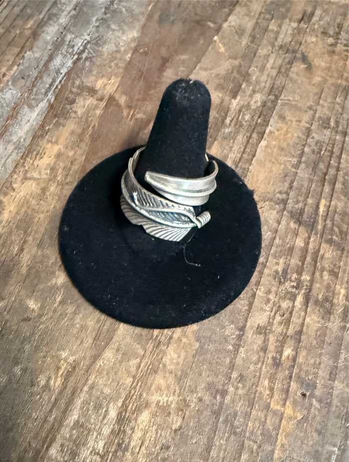 Feather Adjustable Sterling Silver Ring