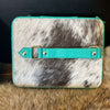 Turquoise Rectangle Cowhide Jewelry Case