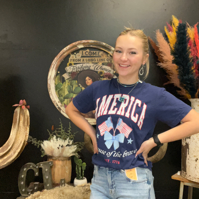 AMERICAN SPIRIT Because of the Brave Comfort color  T-shirt