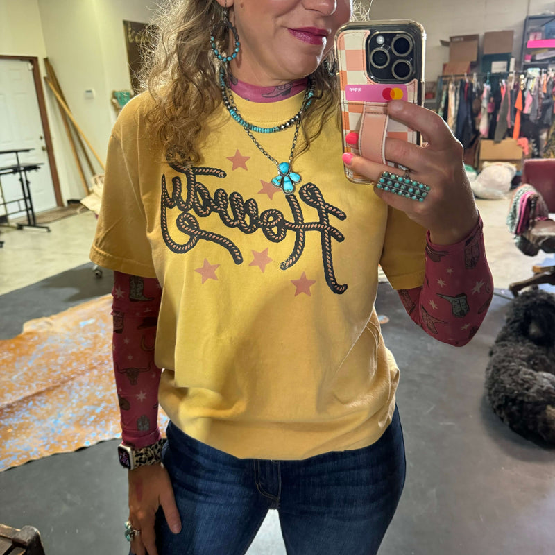 Mustard Yellow Howdy T-shirt