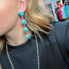 Stunning 4 Stone Blue Turquoise Wedding Drop Post Genuine Earring