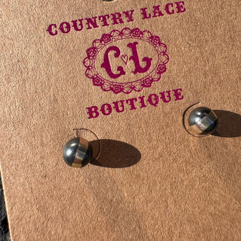 6mm Sterling Silver Navajo Pearl Stud Earring - Country Lace Boutique