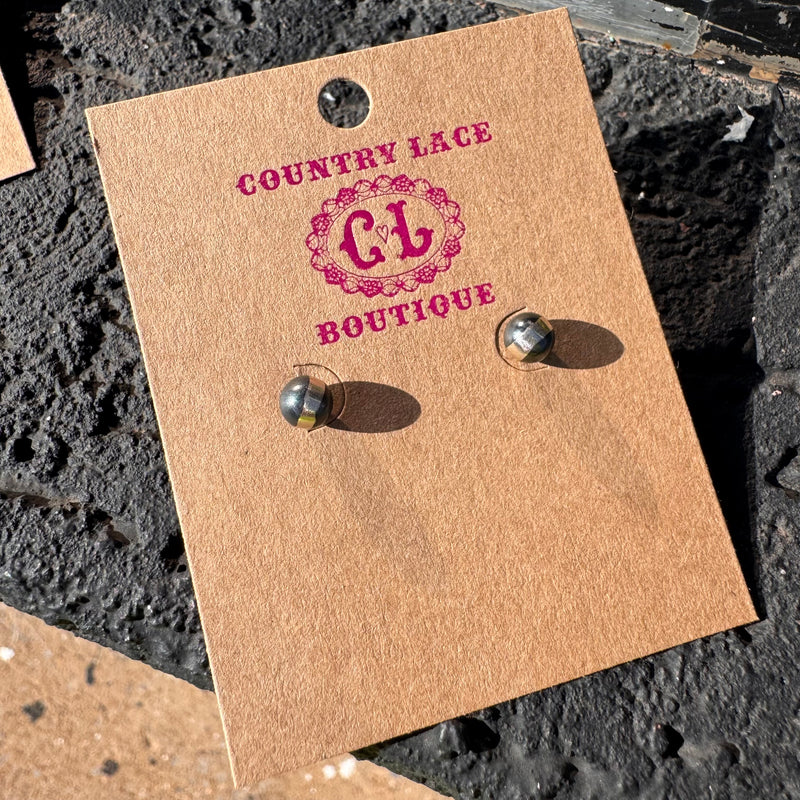 6mm Sterling Silver Navajo Pearl Stud Earring