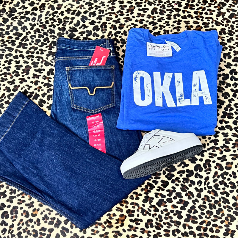 Heather Columbia Blue OKLA Crew Neck T-shirt