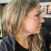 Turquoise and Patterned Navajo Pearl 3 Inch Teardrop Genuine Earring