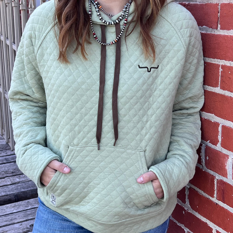 Sage & Brown Crop Hoodie Sweatshirt.