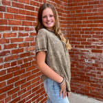 Olive Inside Out Waffle Shortsleeve Top