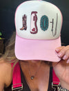 Pink Boot Chap Turquoise Trucker Cap