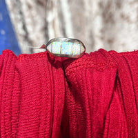 Tapered Inlay Opal Sterling Silver Ring size 9.5
