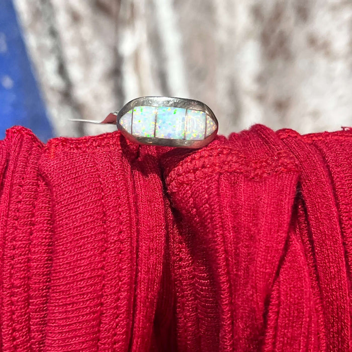 Tapered Inlay Opal Sterling Silver Ring size 9.5