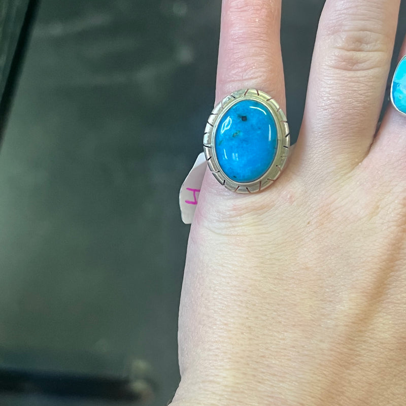 Wide Oval Turquoise Genuine Ring
