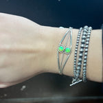 2 Stone Lime Green Opal Cuff Genuine Bracelet