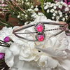 2 Stone Hot Pink Opal Cuff Genuine Bracelet