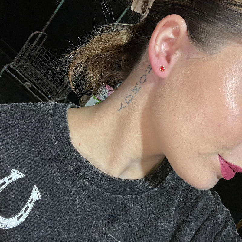 Tiny Red Heart Gold Post Stud Fashion Earrings