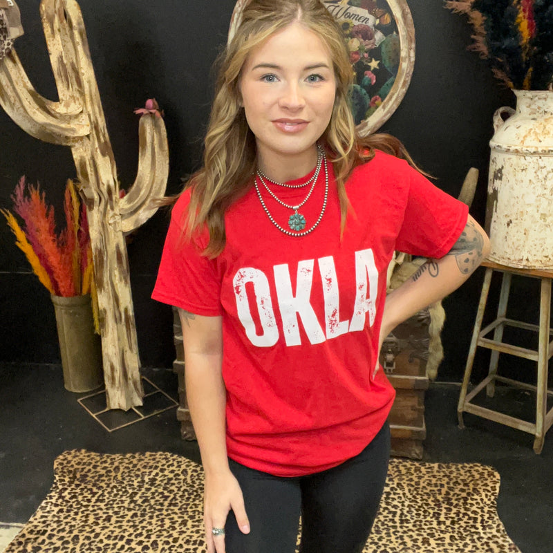 OKLA Red Crew Neck T-shirt