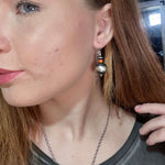 16mm Navajo Pearl with Orange Spiny French Hook Genuine Earring