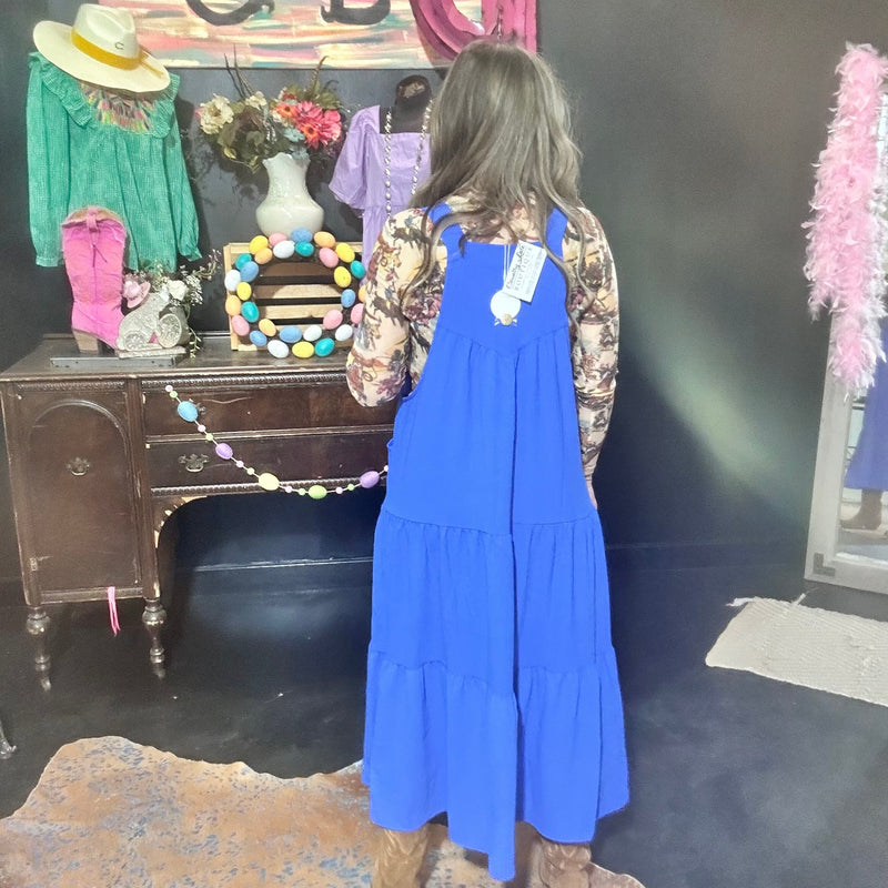 Royal Blue Flowy Adjustable Shoulder Sleeveless Dress