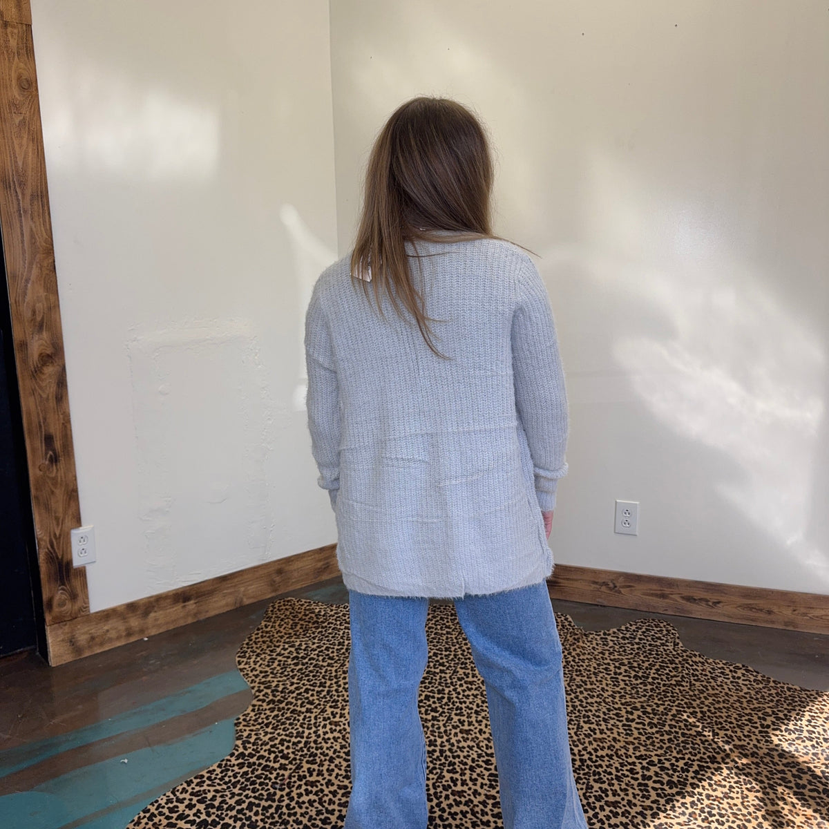 Super Soft Silver Grey Long Sleeve Sweater Cardigan