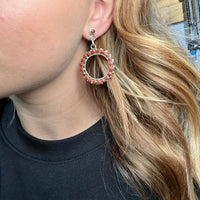Unique Zuni Coral Dangle Post Sterling Silver Earring