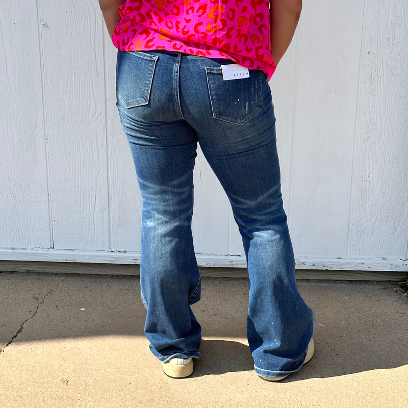 Paint Splatter Risen Flare Jeans – Country Lace Boutique