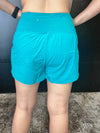 Turquoise High Waisted Athletic Shorts with Zip Waist Pocket