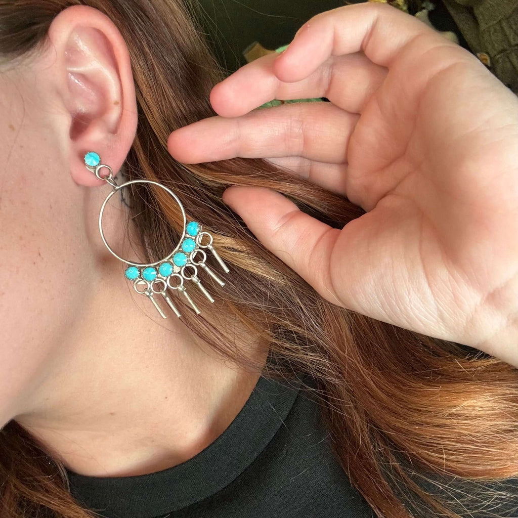 Dream Catcher Turquoise Genuine Earring