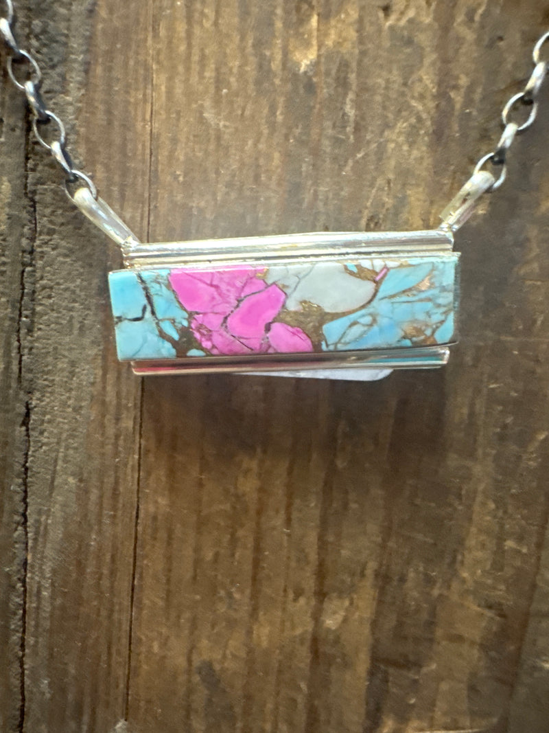 Cotton Candy Bar Sterling Silver Necklace