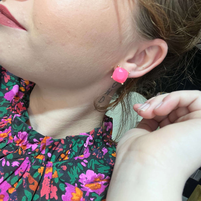 Pink Gold Post Stud Fashion Earring