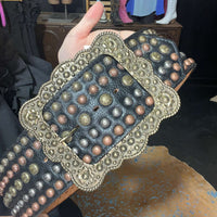 Black Leather with Gold Silver & Brass Studs Belt