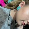 Gorgeous Half Turquoise Cluster Post Genuine Earring