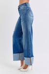 Judy Blue Full Size Distressed High Waist Wide Leg Jeans