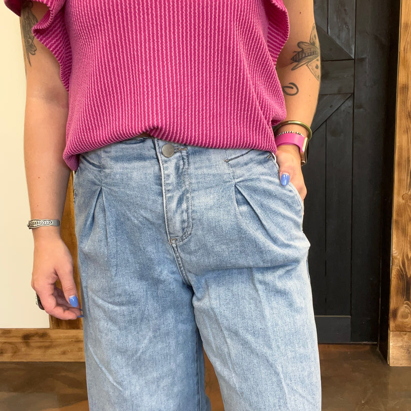 Pleat Front Loose Fit Mid Rise Risen Jeans