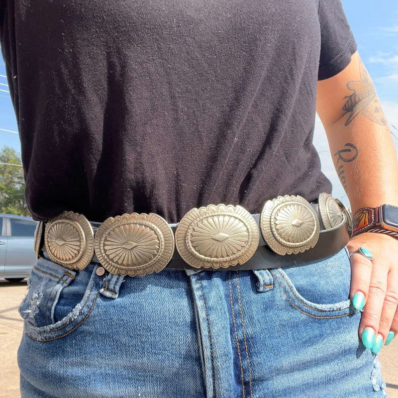 Black Leather Concho Belt